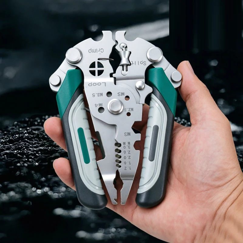 Wire Stripping Pliers Multi-Function Electrician Network cable rj45 Tool With Crimping Cutting and Wrench Features Foldable Desi
