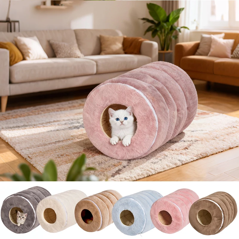 

1pc Cozy Cat & Small Dog Hideout House with Tunnel Entrance-Enclosed Cat Bed,No Assembly Easy-Clean Enclosed Hideout Hamaca Gato