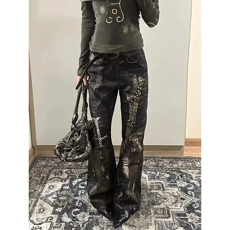 Design européen et américain Sense Python imprimé Micro cloche-bas enfants été nouveau Spice Girls point de croix vadrouille pantalon