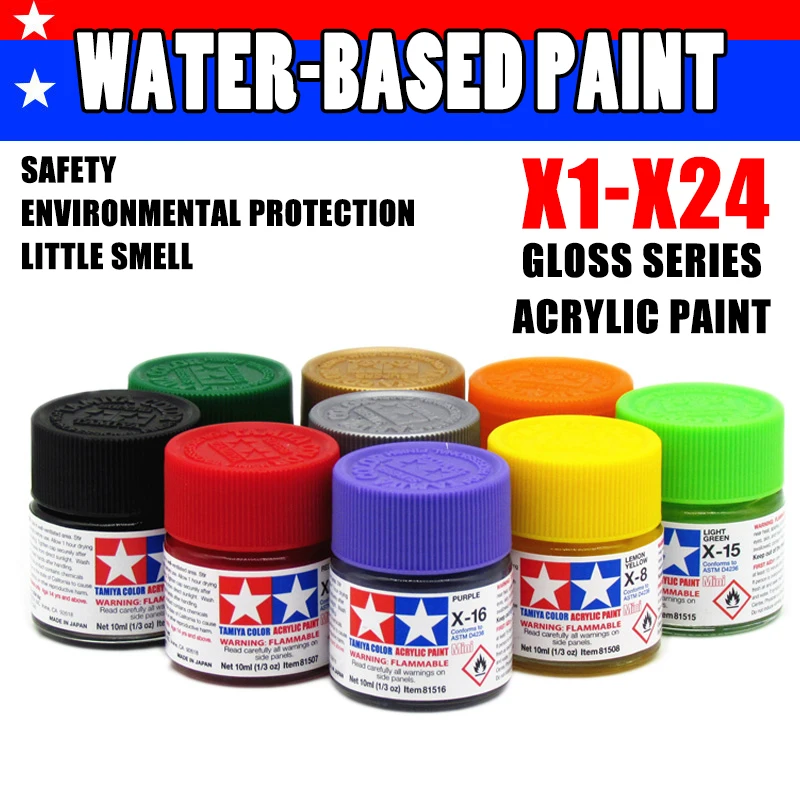 10ml Gloss Series Water-Based Propylene Oil Paint X1-X24 Colors Painting For Assembly Model Acrylic Paint Gundam Military Model