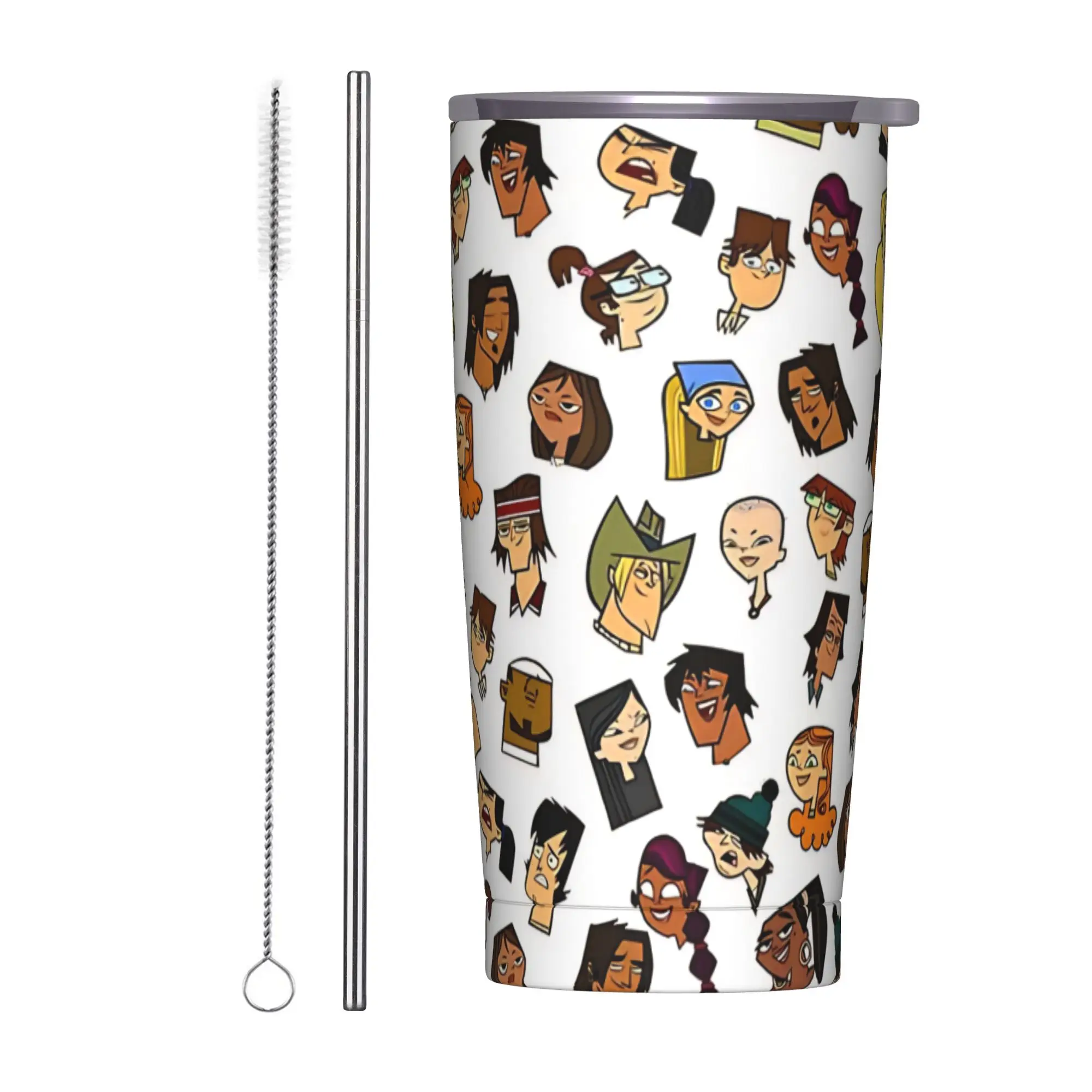 Totals Dramas  The Characters Tumbler Vacuum Insulated  Coffee Cups with Lid Straw Car Mugs Water Bottle, 20oz