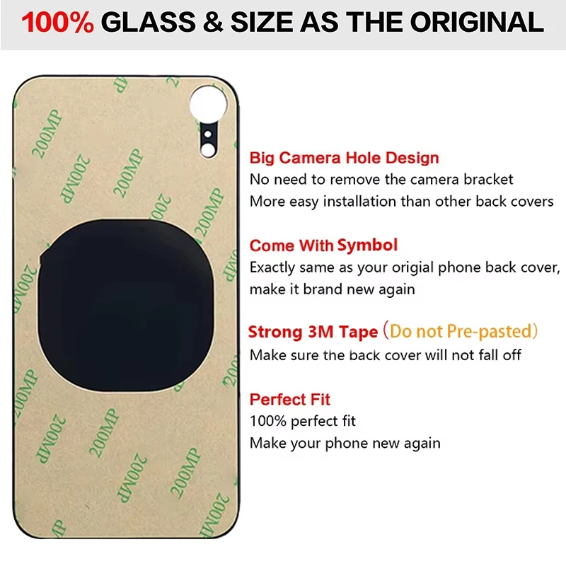 جديد آيفون X XS XS ماكس ثقب الكاميرا الكبيرة لوحة زجاجية بطارية الهاتف الغطاء الخلفي الإسكان لوحة الزجاج الخلفي إضافة 3M لاصق #2