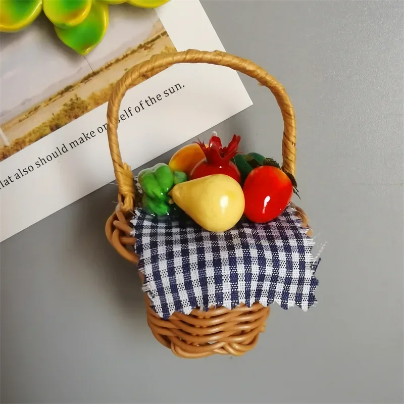 Garden Basket Decoration Fridge Magnet Fruit Hamper Flower Basket Kitchen Decorate Magnetic Sticker Home Decor