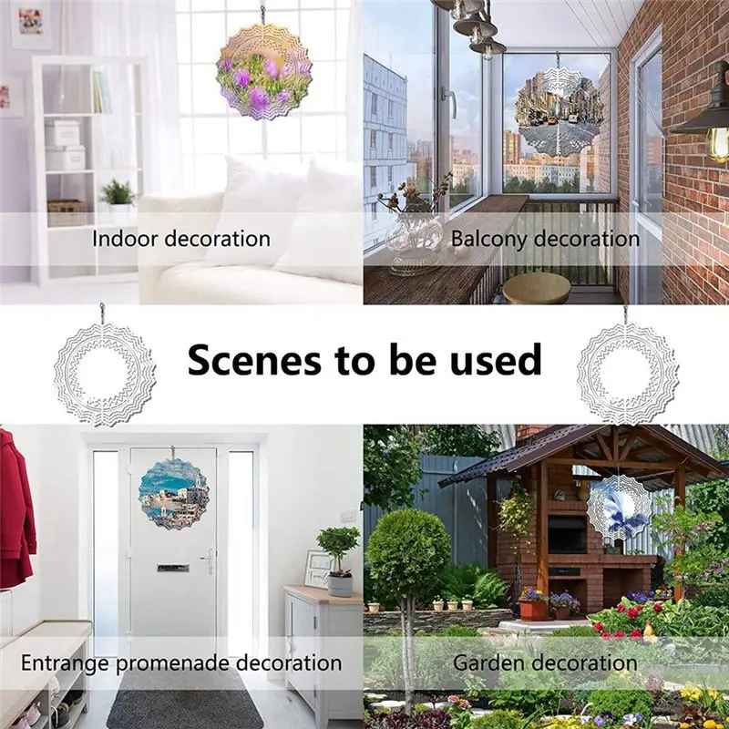 AB11 4Pcs 8 Inch Sublimation Wind Spinner Blanks Hanging Wind Spinners for Indoor Outdoor Garden Decoration DIY