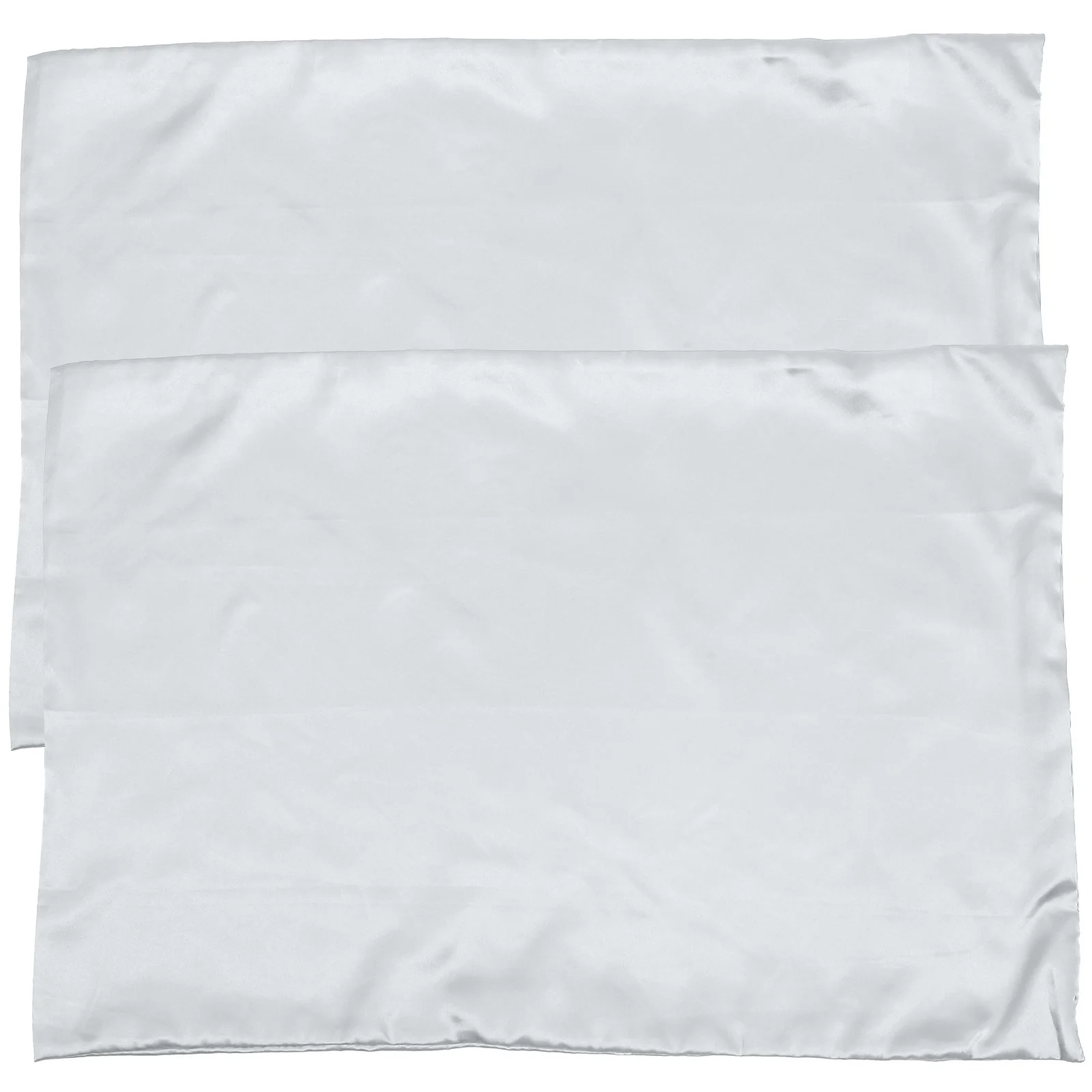 

2 Pcs Ice Silk Pillowcases Cooling Comfortable Polyester Simulated Satin Solid Color 20x29 Inch Zipper Design Bed Cover Silver