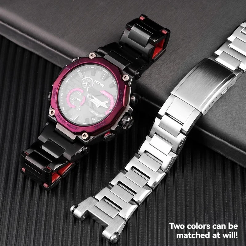 MTG-B2000 Metal Watch Chain for Casio G-SHOCK Watch Undead Bird MTG B2000 Series Solid Stainless Steel Red Bottom Watch Strap