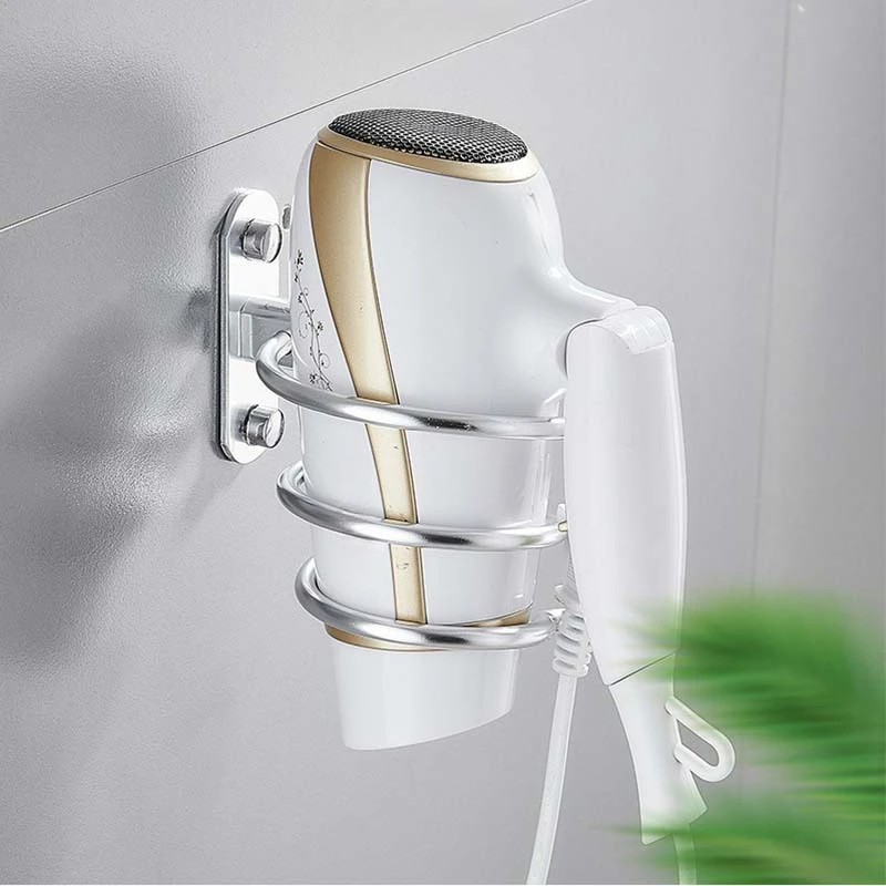 Aluminum Alloy Hair Dryer Rack Home Wall Mounted Bathroom Hair Dryer Storage Bracket Creative Hotel Toilet Hair Dryer Storage