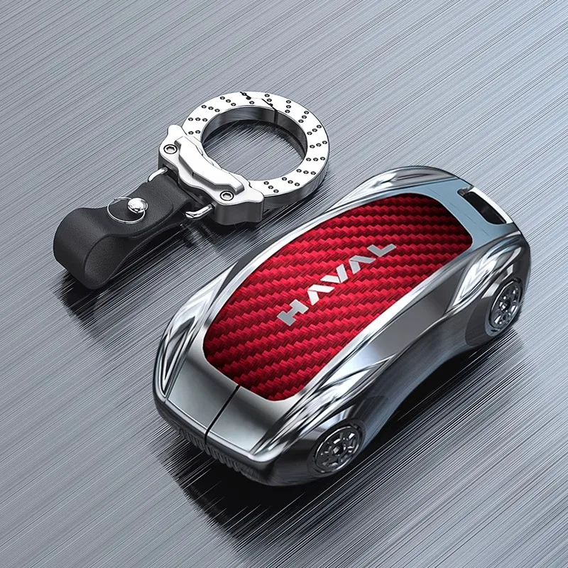 

Car Zinc Alloy Carbon Fiber Key Case Holder Chain for Haval 2nd Gen Big Dog / H5 / H6 2024