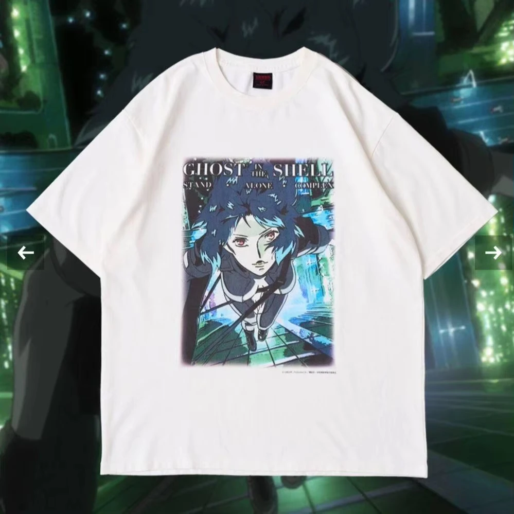 Classic Anime Character Print Short-sleeved Casual Loose T-shirt Retro Sports Streetwear Daily Loose Oversized Cotton Top Unisex