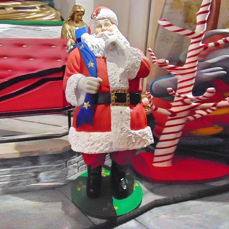 Custom Christmas Decoration Statue Fiberglass  Resin Santa Sculpture Animatronic Models