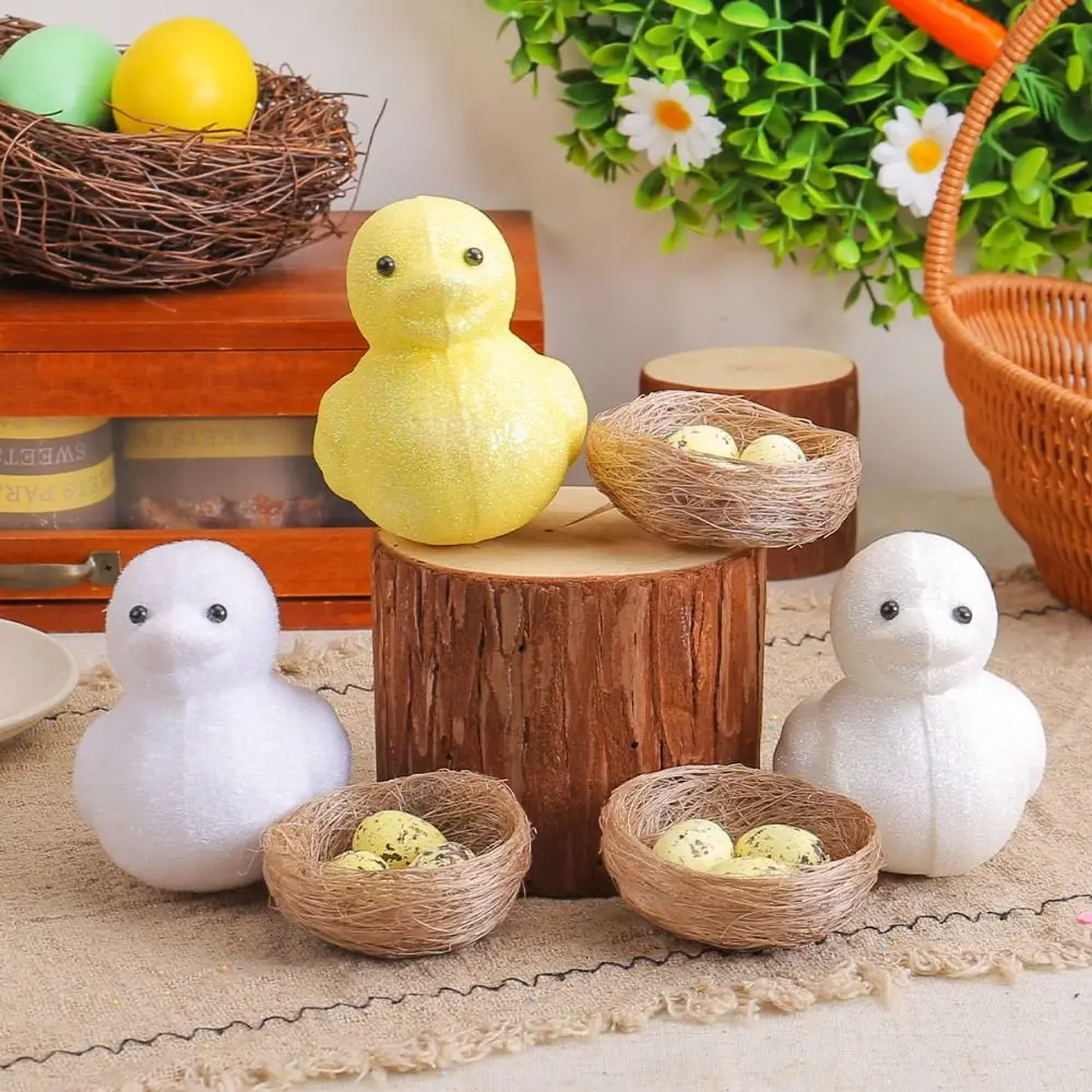 Colorful Easter Duck Ornament Set Foam Handmade Painted Egg Toy DIY Crafts Simulation Egg Bird Nest Home Party