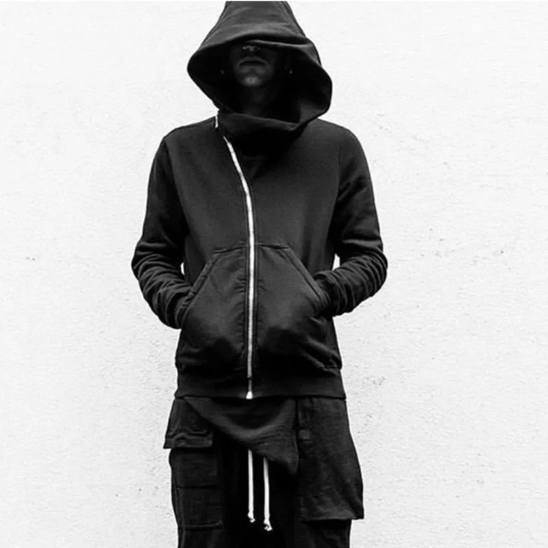 HKSH Spring Autumn New Classic Hooded Oblique Zipper Wizardry Hat RO Sweater Loose Casual Men\'s Tide Dark Punk Hoodies  HK0968