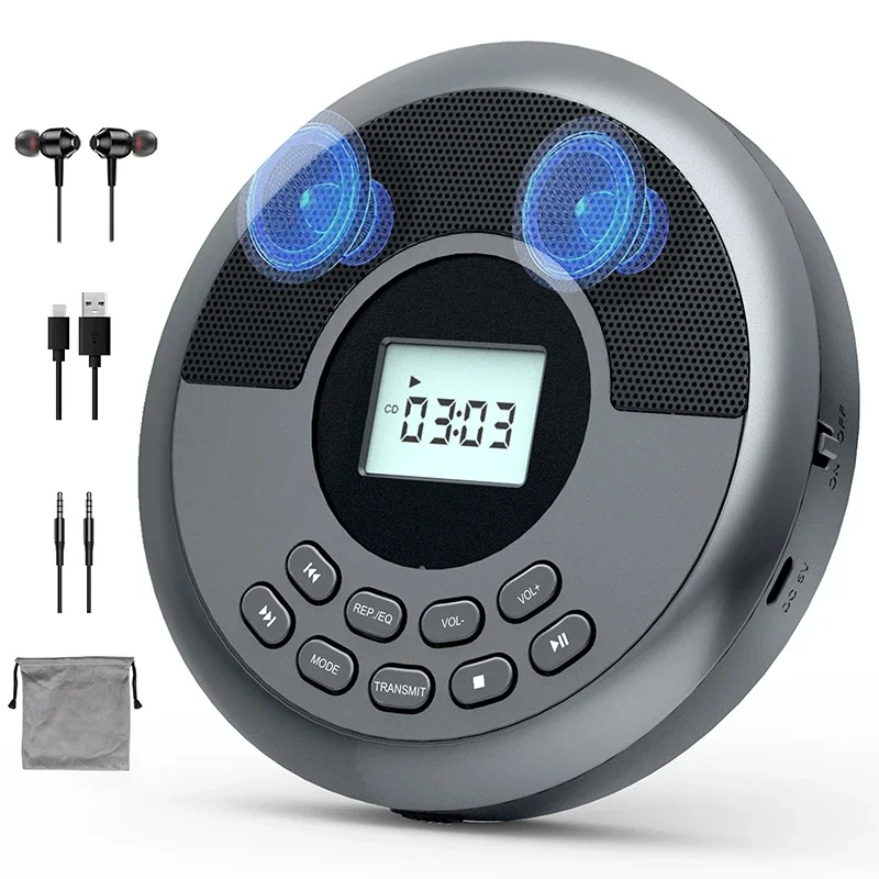 Bluetooth CD Player Portable Rechargeable Discman with Speakers & Headphones Walkman with USB Bluetooth MP3 U Disk Album-Player