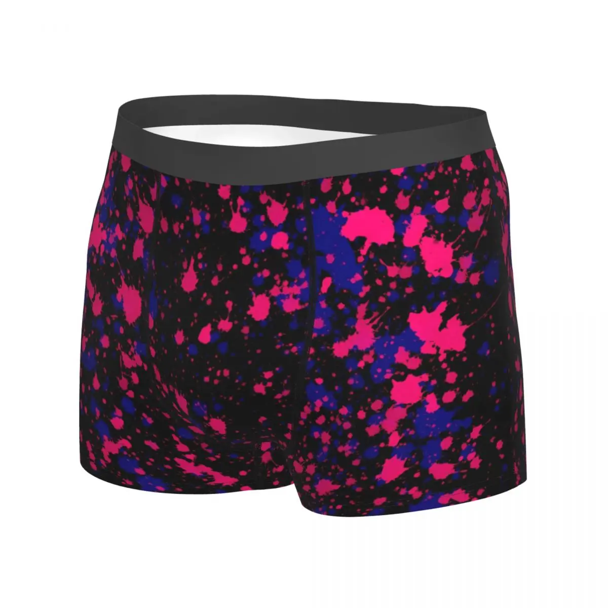 Paint Splatter Underwear Purple and Pink Men's Underpants Print Comfortable Boxer Shorts Trenky Boxer Brief Big Size