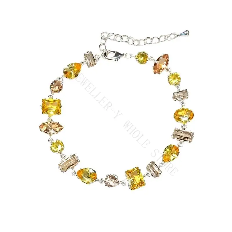 R7UF Stone Chain Bracelet With Adjustable Extender Closure Alloy Statement Wrist Jewelry for Casual Styling and Gift Use
