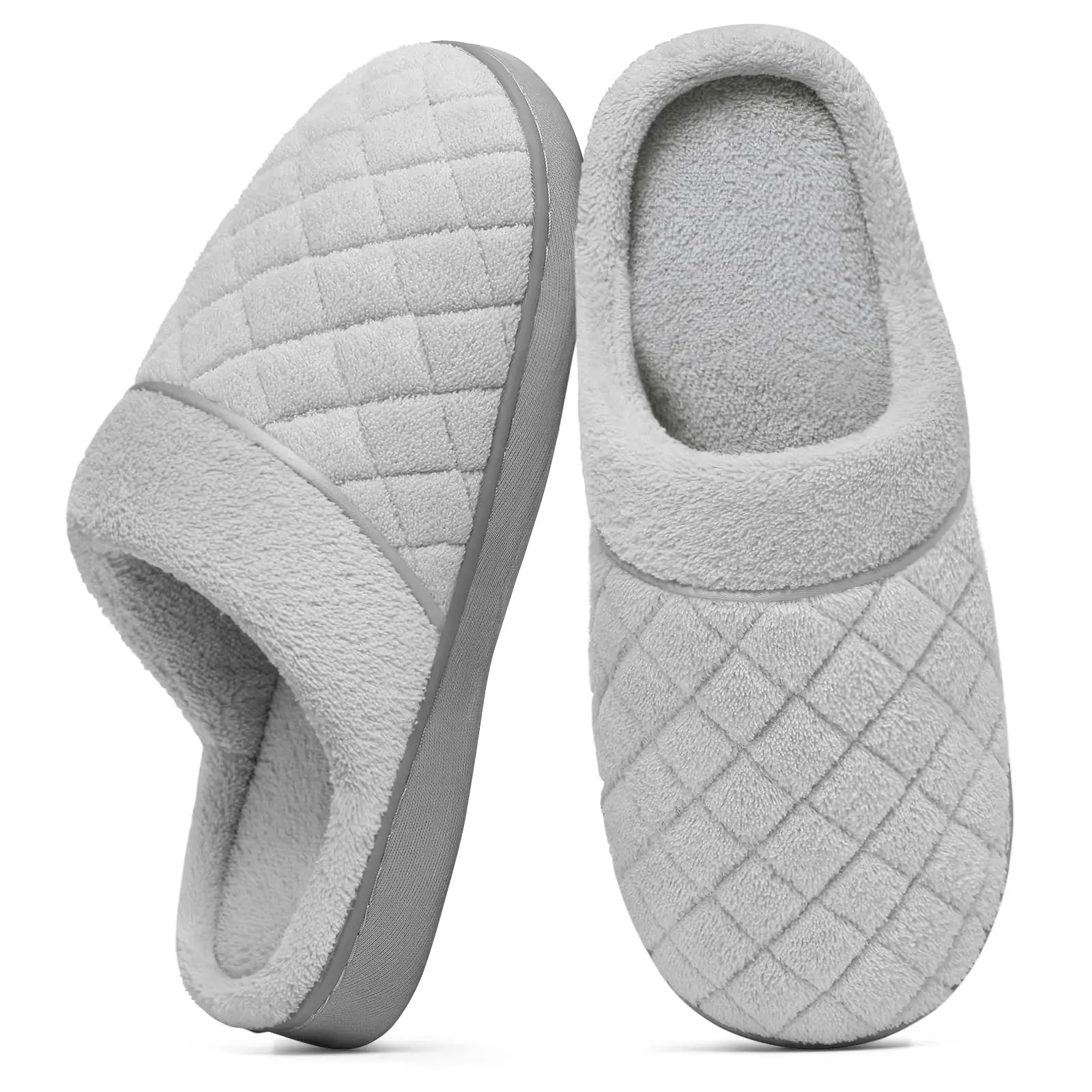 Smile Popcorn Women's Winter Memory Foam Slippers Indoor Non-Slip Closed Toe Slides Comfortable House Slippers for Women
