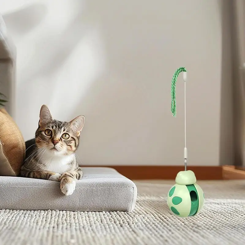 Interactive Toys For Indoor Cats Auto-Balancing Interactive Indoor Cat Toy With Teaser Slow-Feeding Treat Dispensing Pet Cat