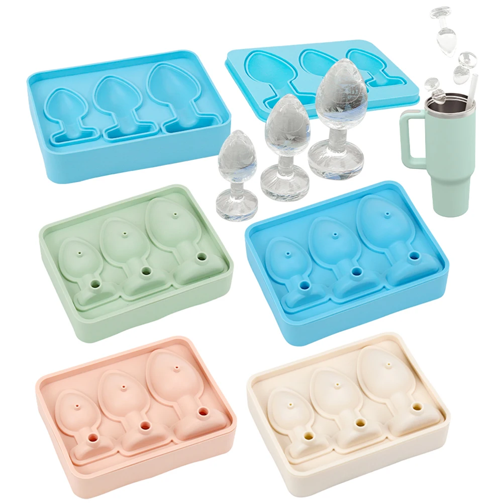 Funny Silicone Prank Butt Plug Shaped Ice Molds Tray Kitchen Prank Ice Cube Maker for Chilling Whiskey Cocktails Juice Drink