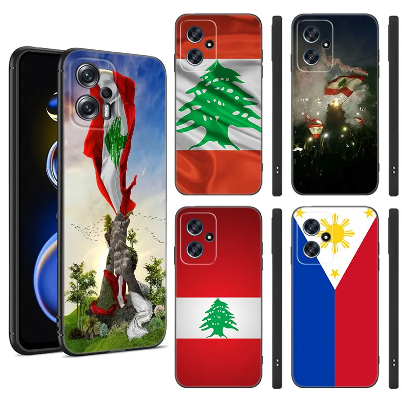 Lebanon Flag Passport Black Silicone Phone Case For Xiaomi POCO X3 X4 NFC F4 GT F5 F6 M3 M4 M6 X5 X6 Pro 5G M5 C55 C65