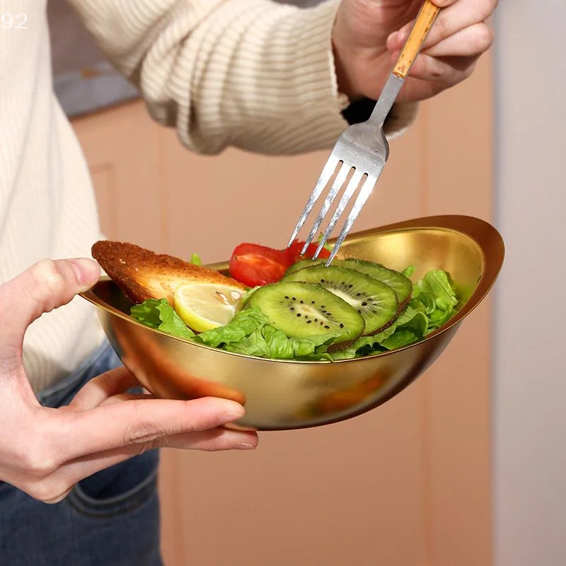 

304 Stainless Steel Golden Ingot Bowl Korean Salad Bowl Commercial Dessert Snack Bowl Korean Cuisine Tableware