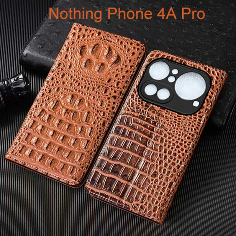 

Crocodile Claw Genuine Leather Flip Case For Nothing Phone 1 2 2A 3 3A 4A Pro Plus CMF Phone 1 2 Pro Phone Cover Card Cases