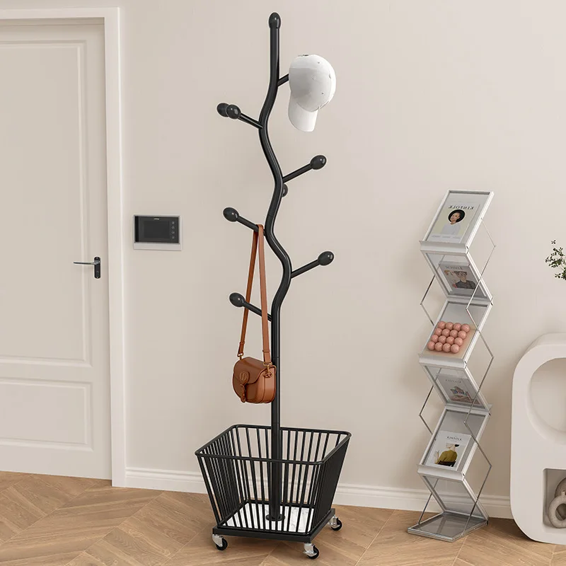 Coat rack Floor-to-ceiling cream wind Bedroom removable with wheels Clothes storage
