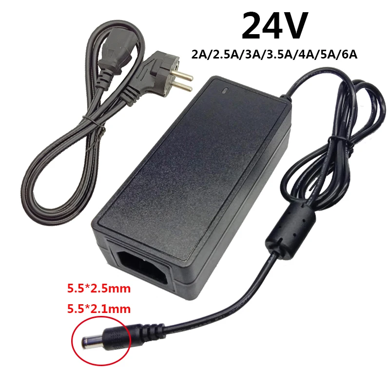 24V 2A 2.5A 3A 3.5A 4A 5A 6A Universal Power Adapter Supply AC DC Adaptor 220V To 24 V Volt Switching Adaptador 5.5*2.5mm