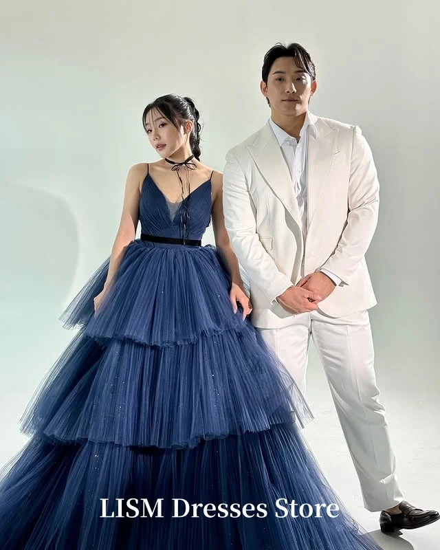 LISM Sweetheart Tiered Wedding Party Dresses Korea Photo Shoot Prom Gowns Corset Back Evening Dresses Customized 결혼식 드레스