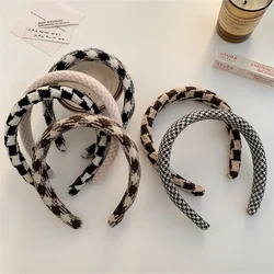 Girls Plaid Headbands Wool-spun Houndstooth Headband For Women Adult Headwear Sweet Ornaments Decorations Party Gift Cosplay New