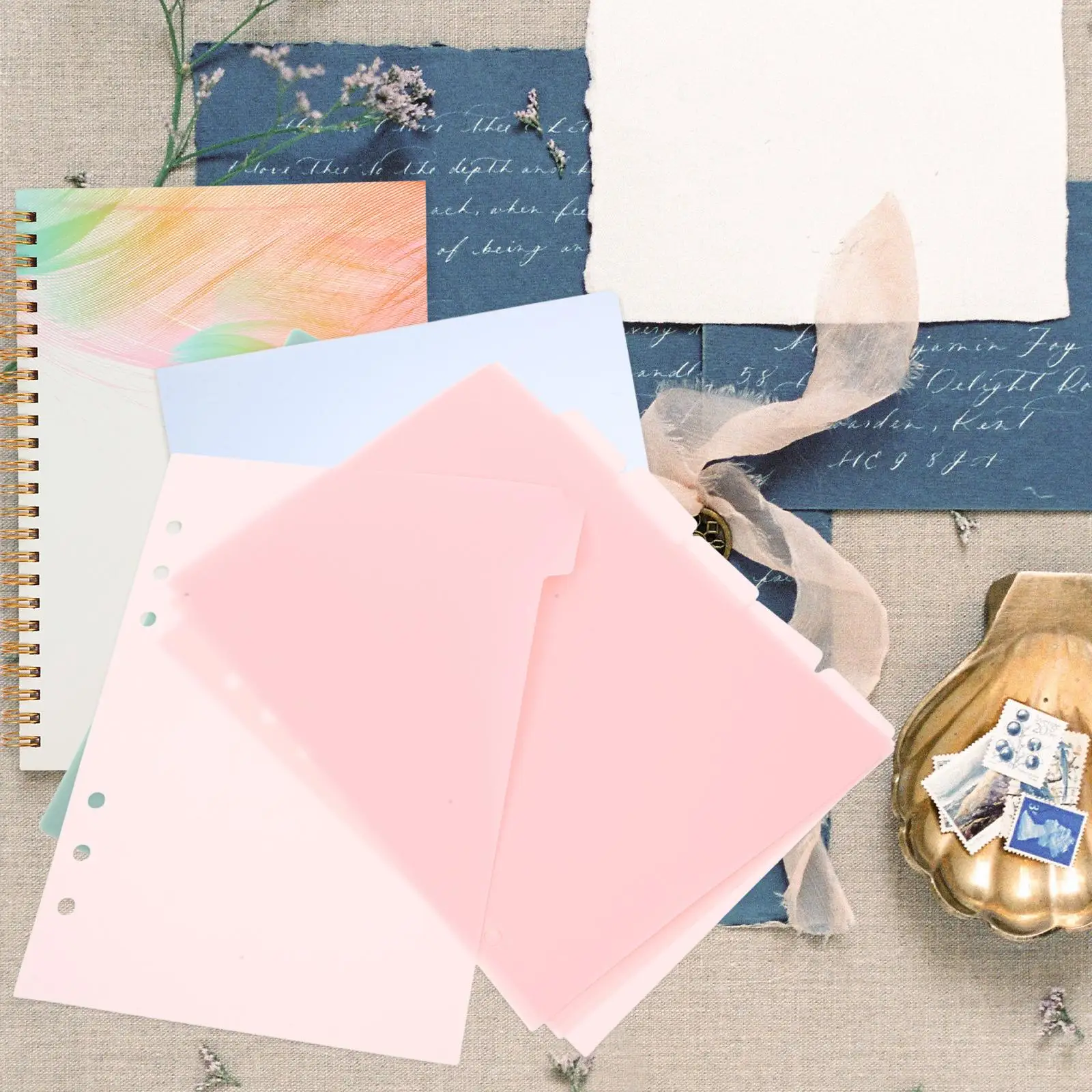 6 Pcs Pink Separators Journal Dividers Binder Removable Tabs Notebook A5 PP Creative Colored Classification