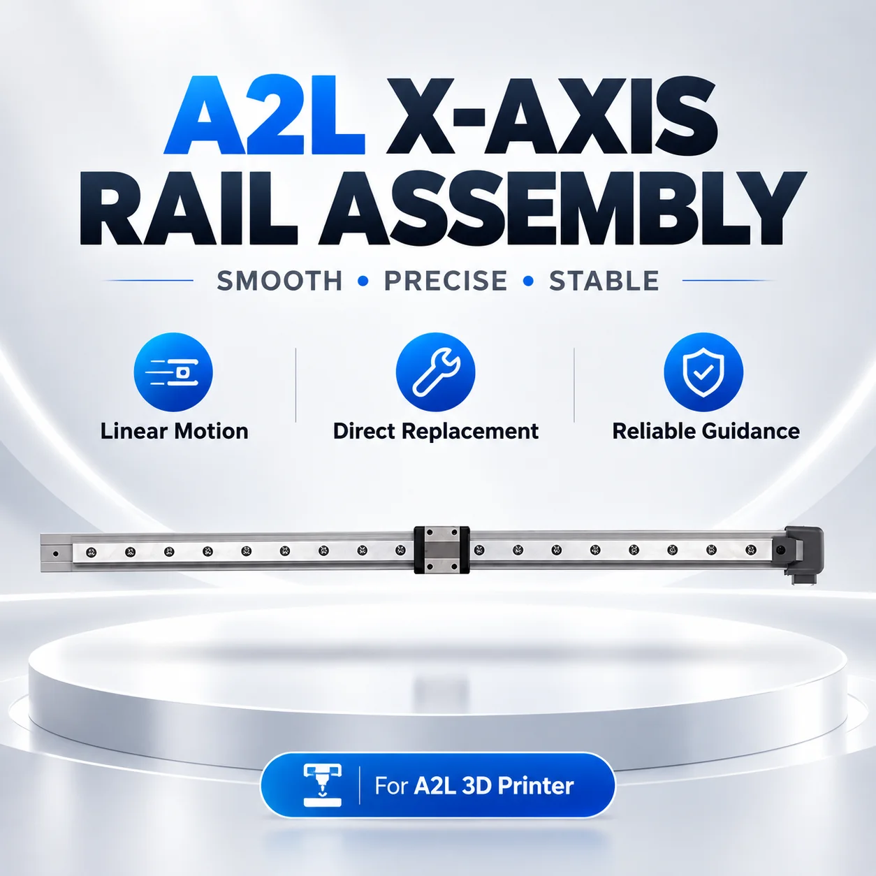 X-Axis Linear Rail Assembly for Bambu Lab A2L 3D Printer, Smooth Motion Guide Rail Replacement with Screws & Lubricant