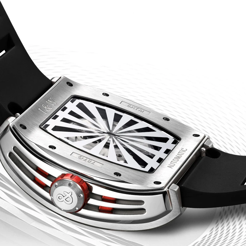 I&W メンズ自動腕時計高級 47*53 ミリメートルトノー機械式腕時計ドラゴンダイヤル 50 メートル防水発光ジルコンベゼル