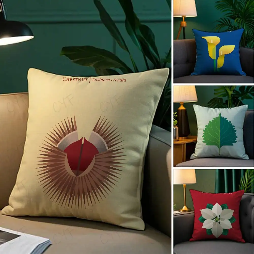 Simple Flower Art Pillow Case Custom Printed Brushed Fleece Pillow, Baby Skin-Touch, Eco-Friendly Dye-Sublimation Cushion for Ho