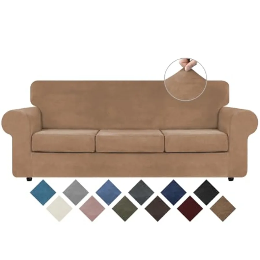 

4 штуки чехлов для дивана из полиэстера и спандекса с высокой эластичностью, для диванов с 3 подушками, защитные чехлы для мебели с противоскользящим покрытием.