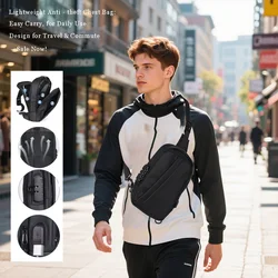 Geestock-bolso hombre Bolso de hombro impermeable para hombre, bandolera Oxford con Usb, antirrobo, corto, de viaje