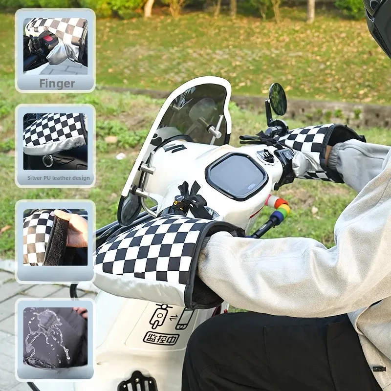 Thickened Fleece Motorcycle Handlebar Covers Waterproof Windproof Warm  Vehicle Anti-cold Rainproof Shield Universal