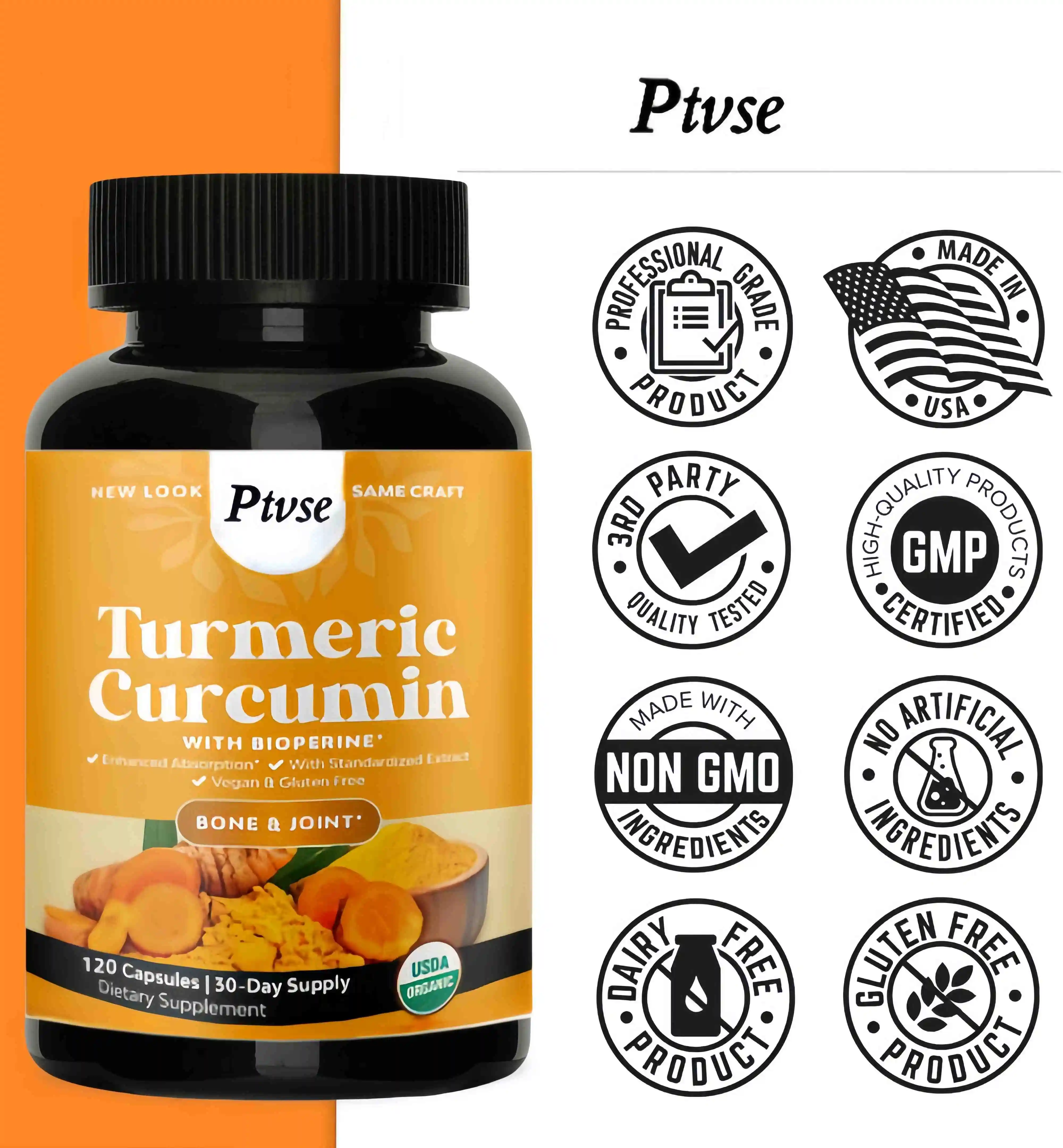 Curcumin Turmeric Joint Support Supplement, Anti-inflammatory, Suitable for Men and Women for Hand, Back, Knee and Joint Health