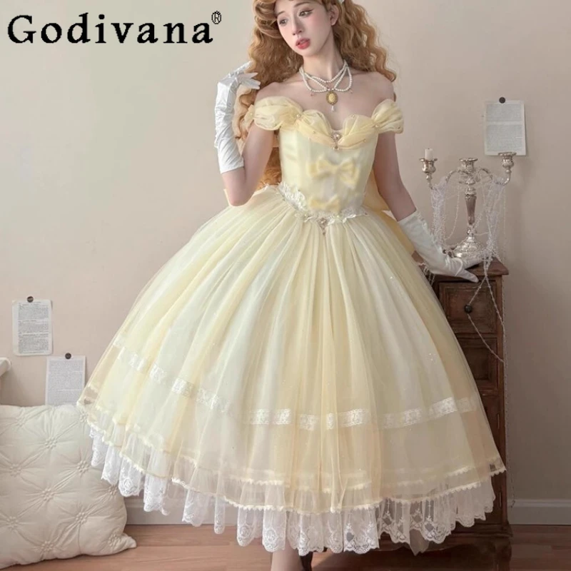 

Off Shoulder Evening Dress for Women 18th Birthday Party Ceremony Junior Dress Girls High School Lolita Dress for Daily Wear