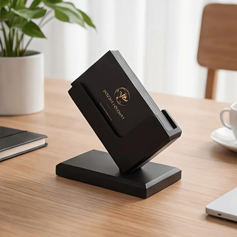 1PC Industrial Style Creative Business Card Holder, Minimalist Desktop Card Display Stand, Office Desk Decor & Organizer