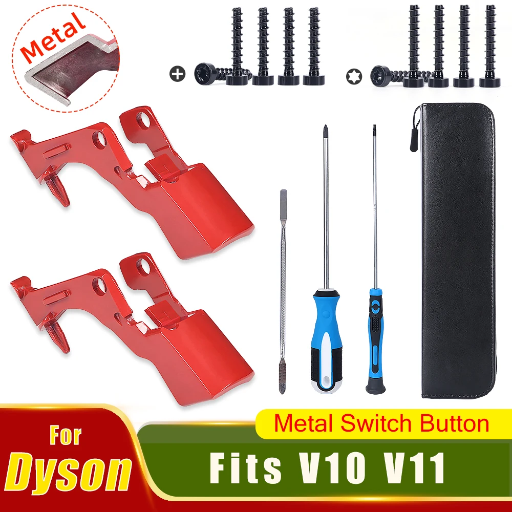 Botão de gatilho de metal atualizado para Dyson V10 V11 SV12 SV14, peça de reposição de interruptor resistente com kit de chave de fenda Torx T8