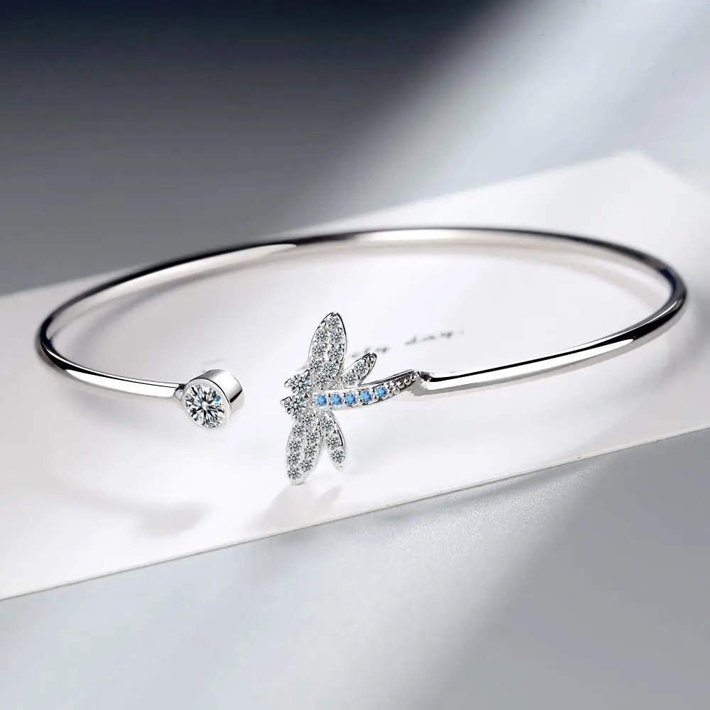 Luxury Dragonfly/Butterfly 925 Sterling Silver Adjustable Open Bracelet Bangle for Women Wedding on Hand Love Designer S5214 - view 3