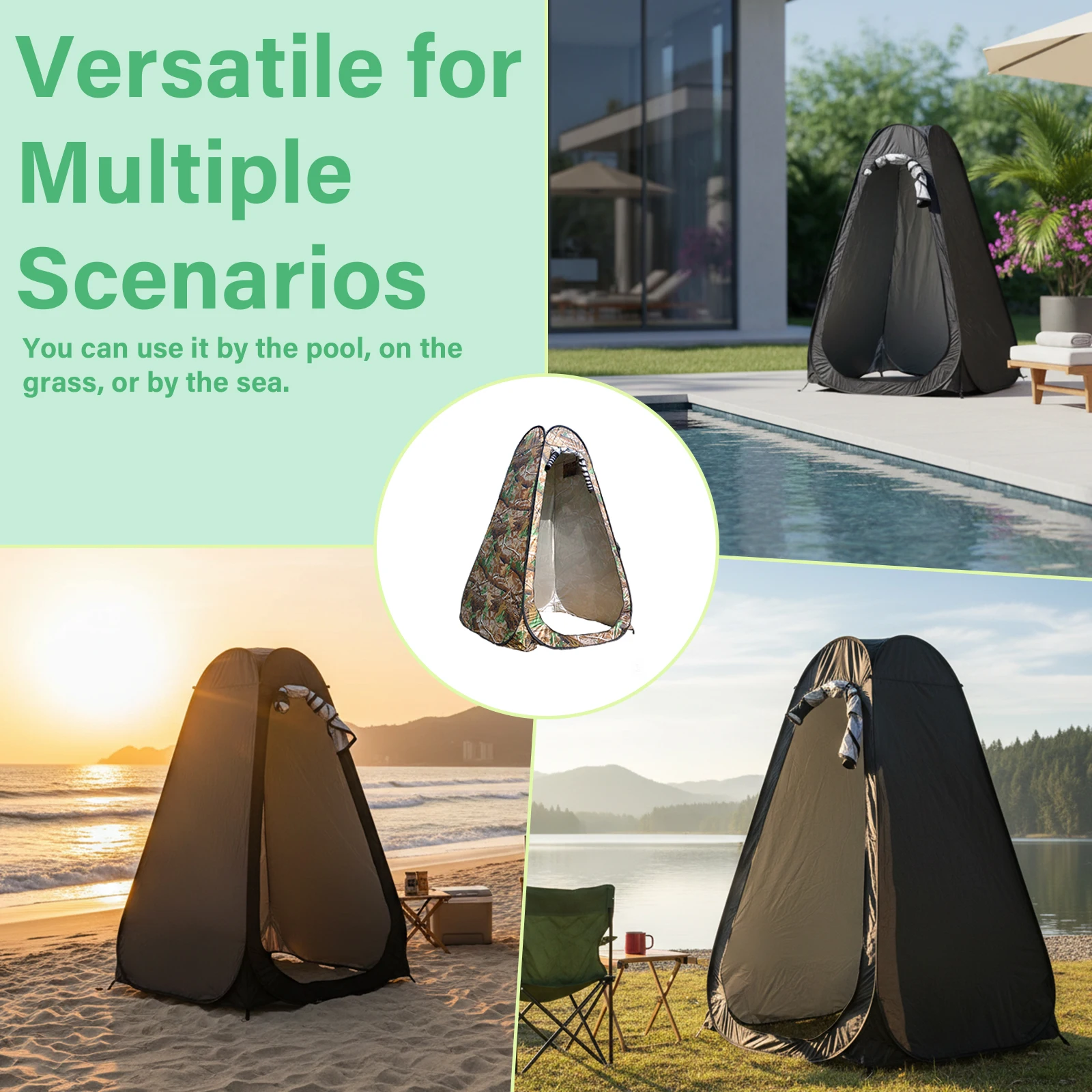 

Портативная складная палатка-душ для улицы с сумкой для хранения, простая в установке, идеальна для пляжа и кемпинга, отлично подходит для использования на открытом воздухе