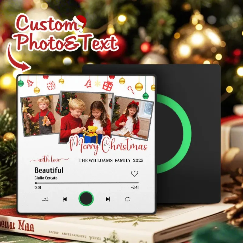 Customized photo Music Fridge Magnet with Frame Personalized Refrigerator Magnets for Christmas Day Gift