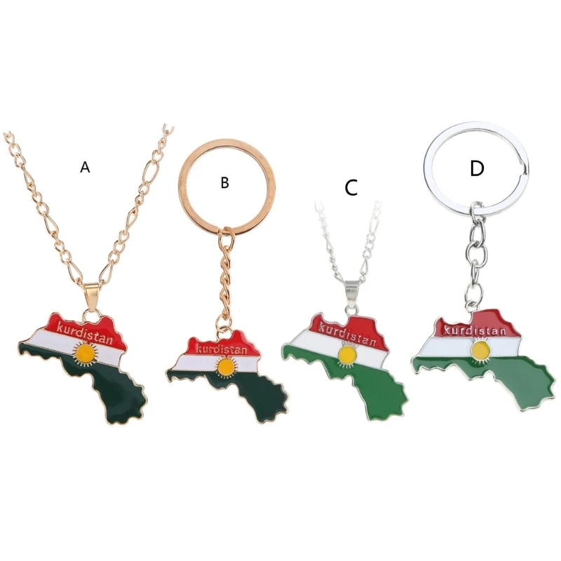 Kurdistan Map Pendant Necklace for Women Men Charm Fashion Country Territory Keychain Ethnic Clavicle Chain Jewelry