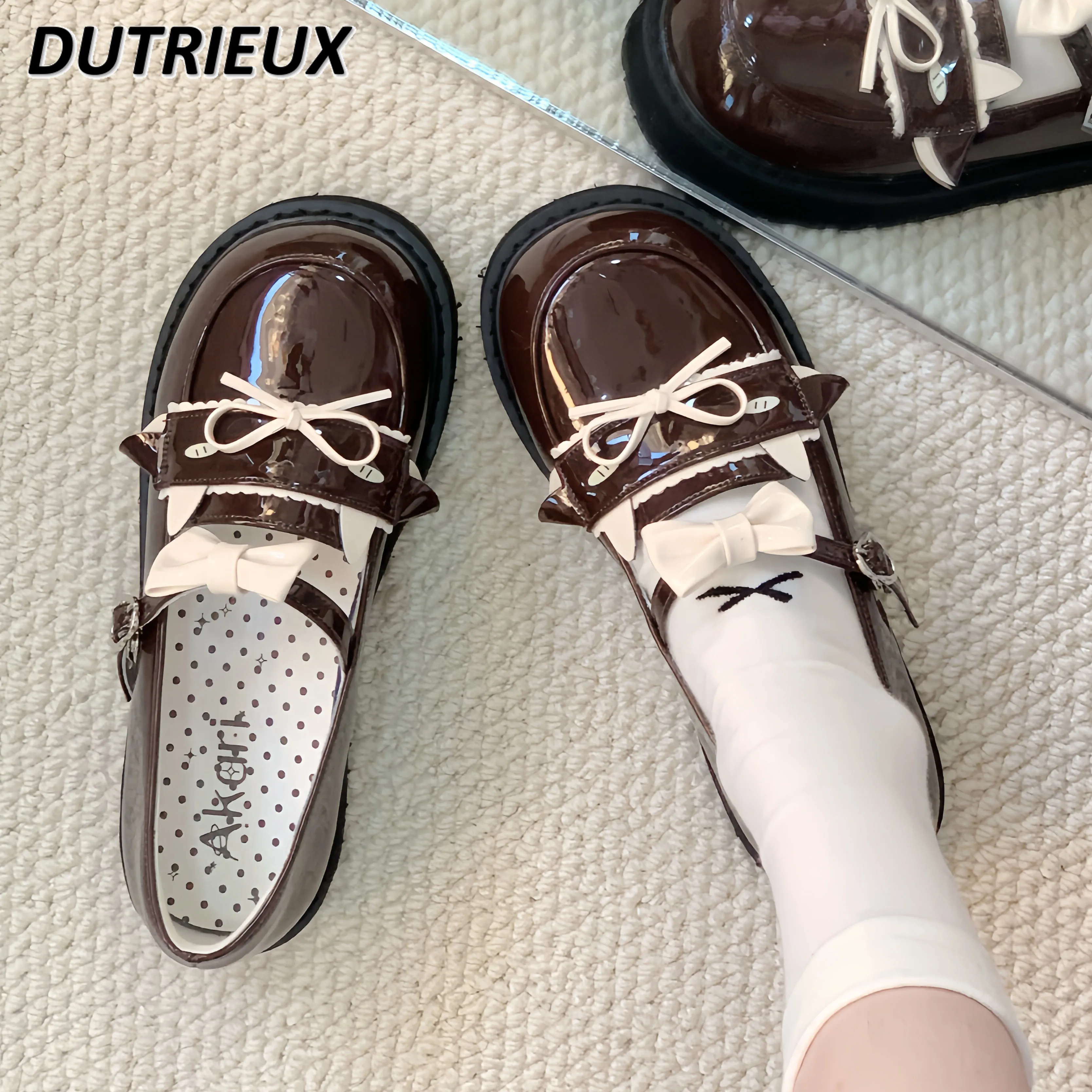 Original Lolitaสไตล์น่ารักสาวปั๊มเดี่ยวJkแบนสําหรับสุภาพสตรีหวานแฟชั่นญี่ปุ่น 2025 ฤดูใบไม้ผลิใหม่ฤดูใบไม้ร่วงผู้หญิงรองเท้า