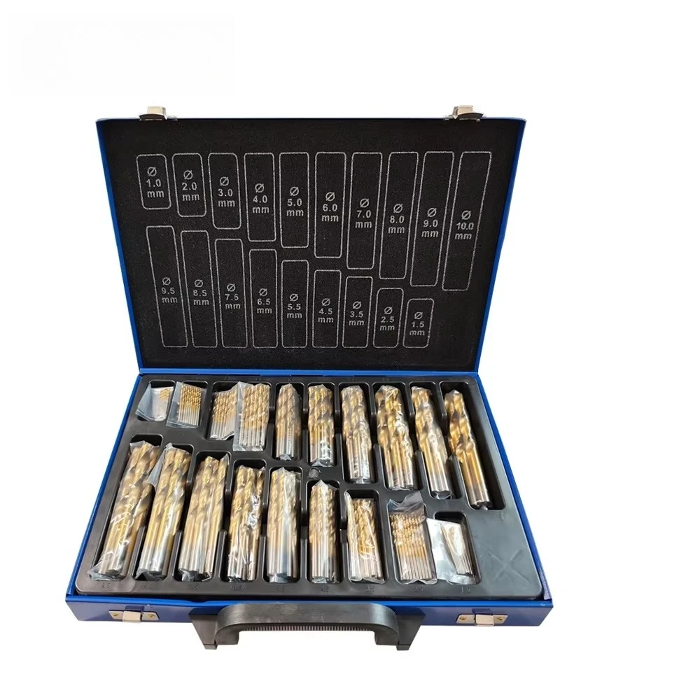

170PCS TiN Coated HSS Drill Bit Set, DIN338 Metric (1-10)mm HSS-R Jobber Twist Bit Kit for Metal Aluminium Drilling