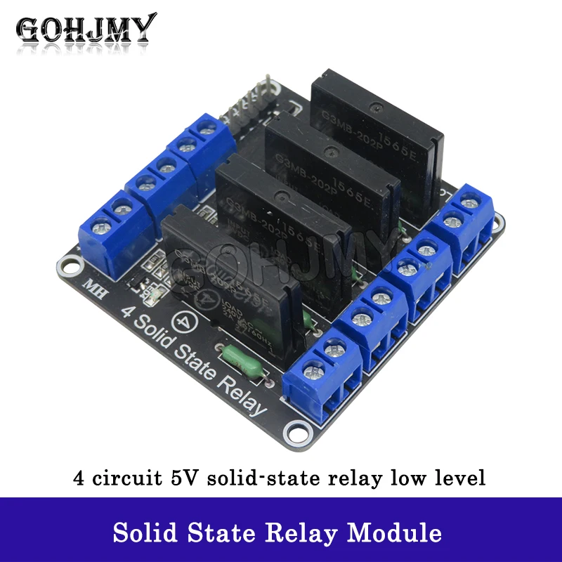 Low Level 5V 4 Channel Solid State Relay Module SSR G3MB-202P 240V 2A Output with Resistive Fuse