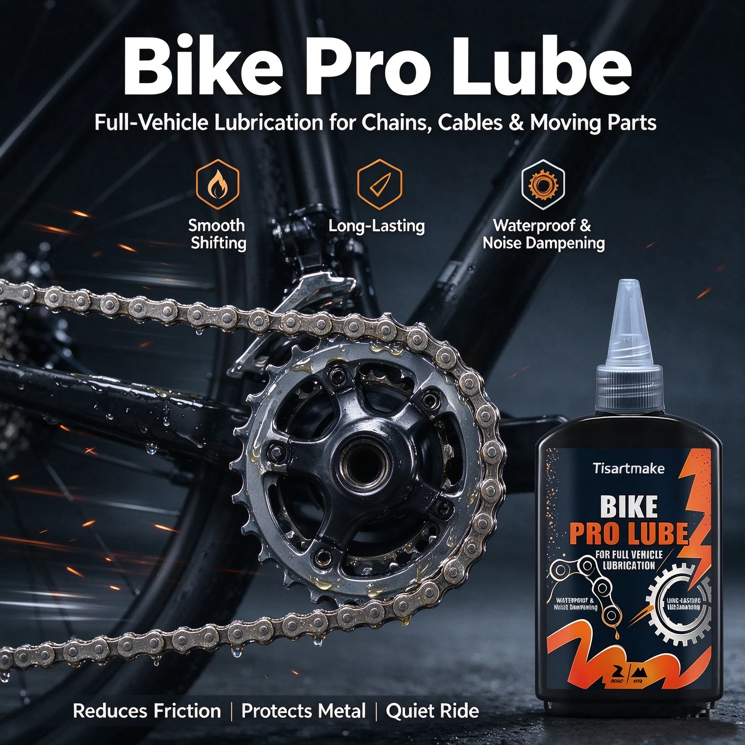 Lubrificante Especial para Bicicletas 125ml, Óleo para Corrente de Bicicleta de Estrada, MTB e Mountain Bike, para Garfo, Roda Livre e Corrente, Acessórios para Ciclismo