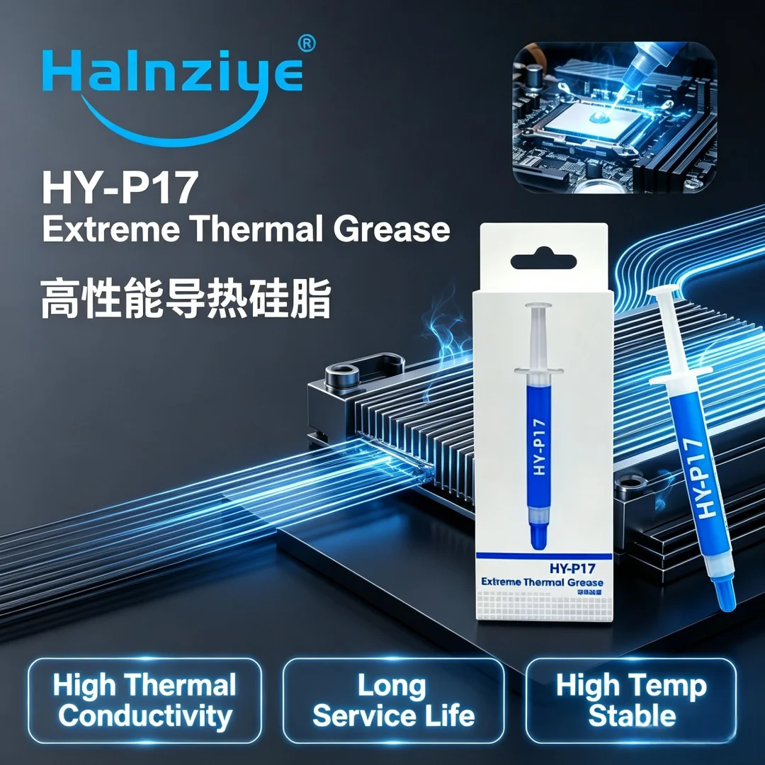 Pâte thermique Halnziye HY-P17, graisse de transfert de chaleur à conductivité élevée pour le refroidissement des CPU et GPU dans les ordinateurs portables, les cartes graphiques et les systèmes de jeu