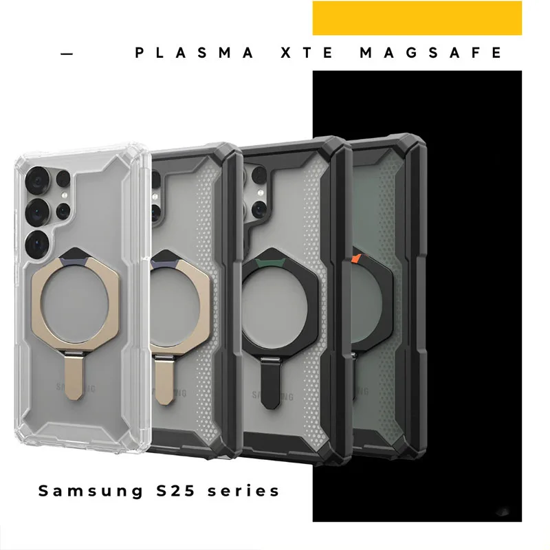 Funda magnética Original con soporte de Plasma para Samsung Galaxy S24 S25 Ultra S23 Plus, anillo de soporte resistente, cubierta MagSafe a prueba de golpes